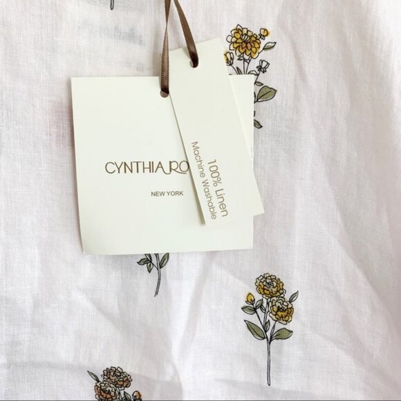 Cynthia Rowley Floral Print Linen Blouse Top (NWT) - Picture 3 of 5
